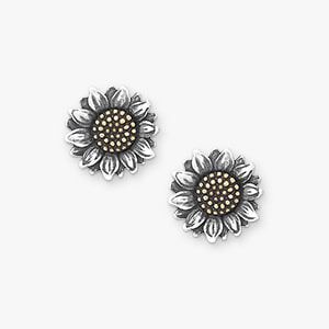 Sterling silver and bronze sunflower studs.