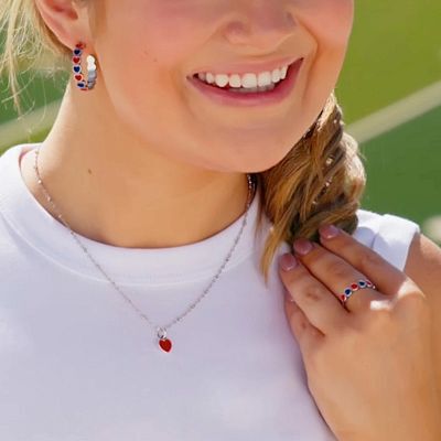 Model wearing University of Arizona Connected Hearts Jewelry
