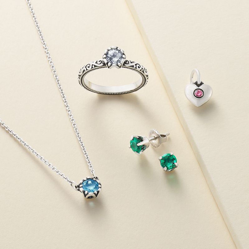 Gemstone ring, earrings and necklace