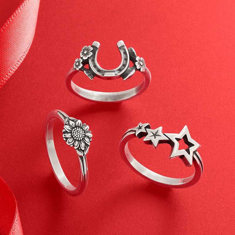 Assortment of three sterling silver rings under $75 from James Avery for Christmas