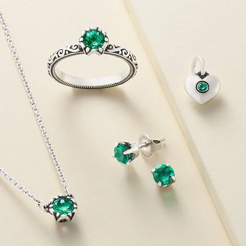 April birthstones gemstone ring, earrings and necklace