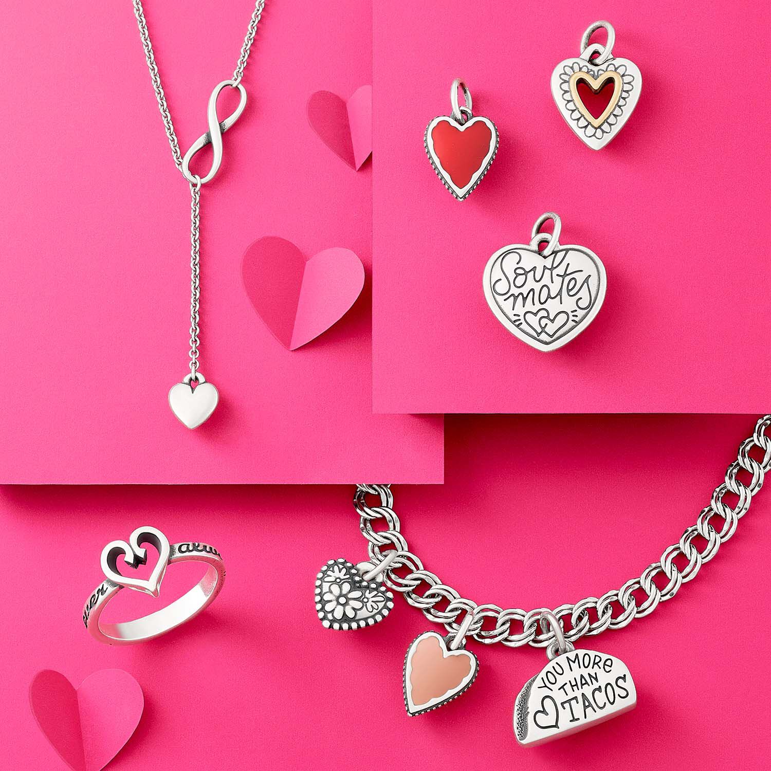Sterling silver heart rings, charms and necklaces/chains. 
