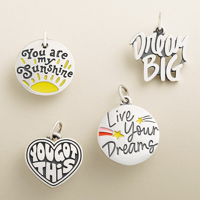 Sterling silver charms with inspiring messages 