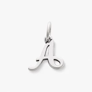 Sterling Silver Script Initial Charm Letter A