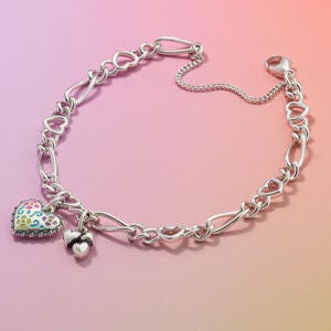 Heart Figaro Charm Bracelet