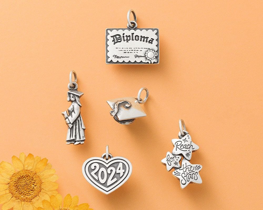 Sterling silver graduation charms.