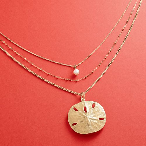 Gold Layered Necklace Styles with Sand Dollar Charm