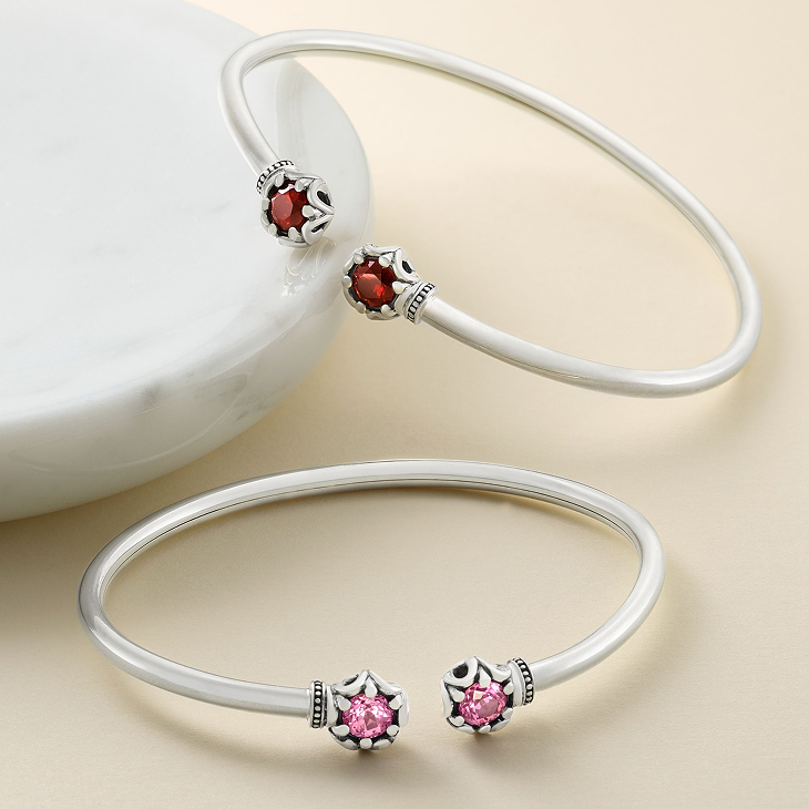 Jewelery in sterling silver, gold, enamel, stackable, and gemstones