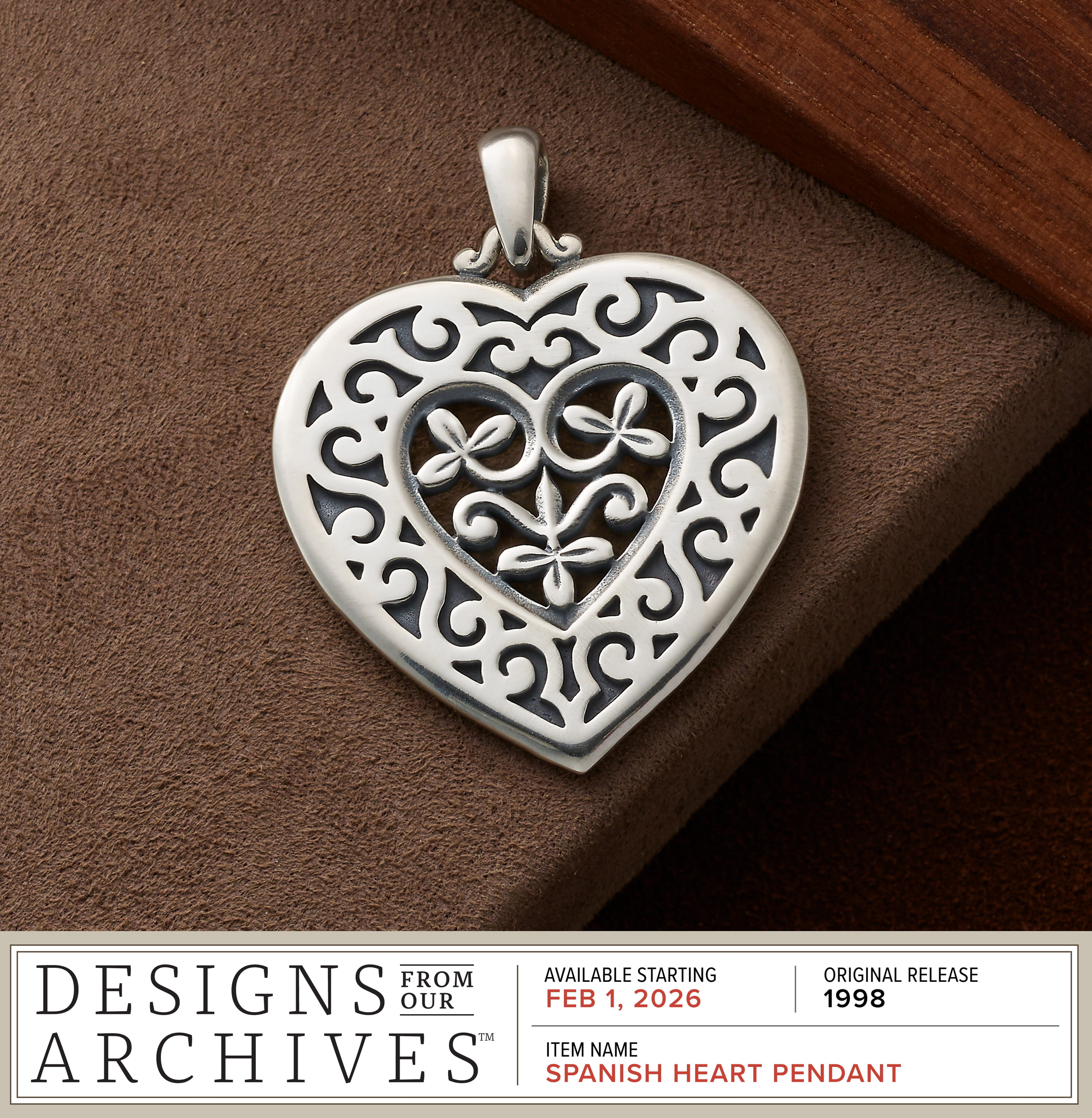 Designs From Our Archives - Available Starting February 1, 2026 - Original Release 1998 - Item Name: SPANISH HEART PENDANT