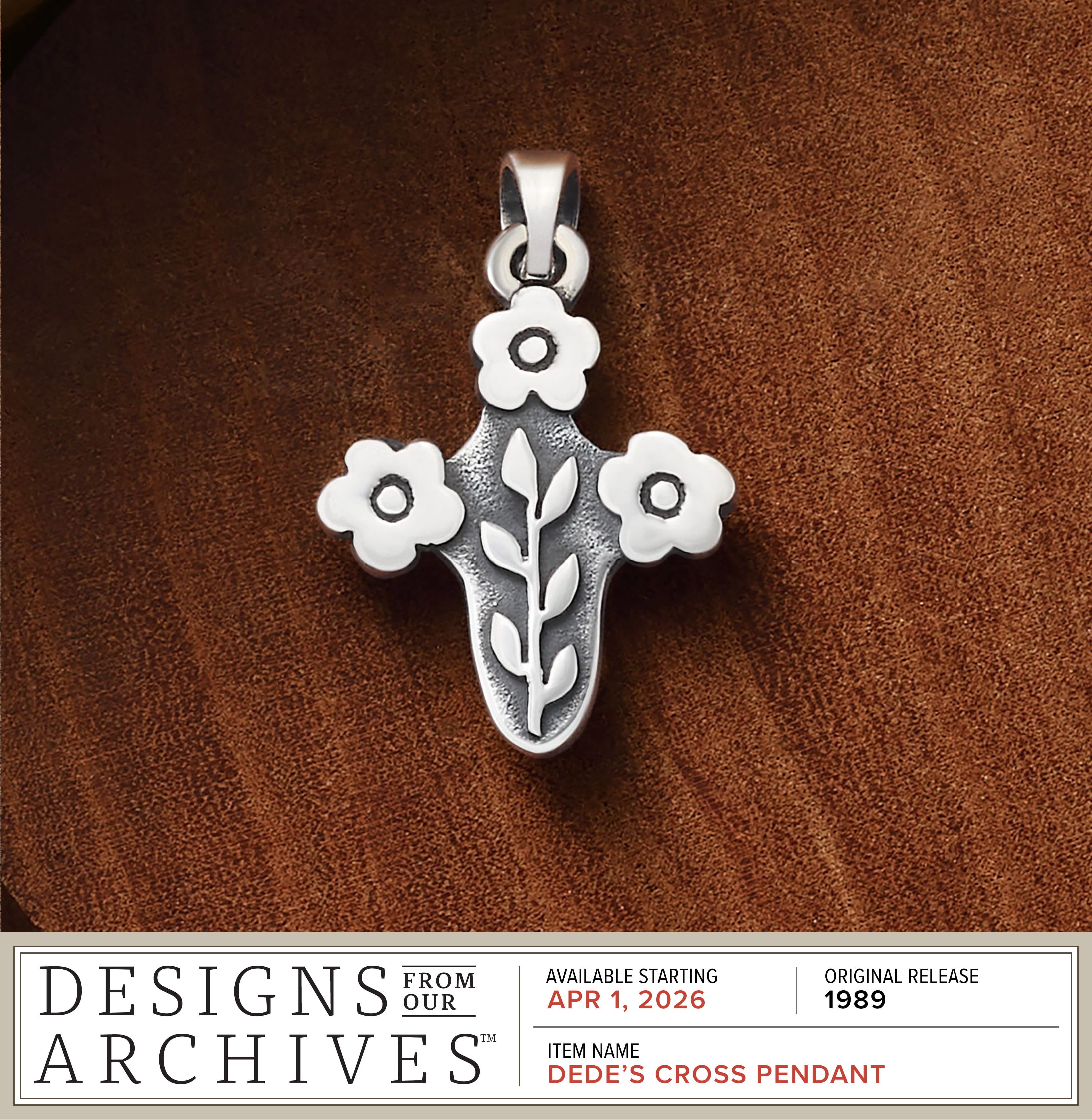 Designs From Our Archives - Available Starting April 1, 2026 - Original Release 1989 - Item Name: DEDE'S CROSS PENDANT