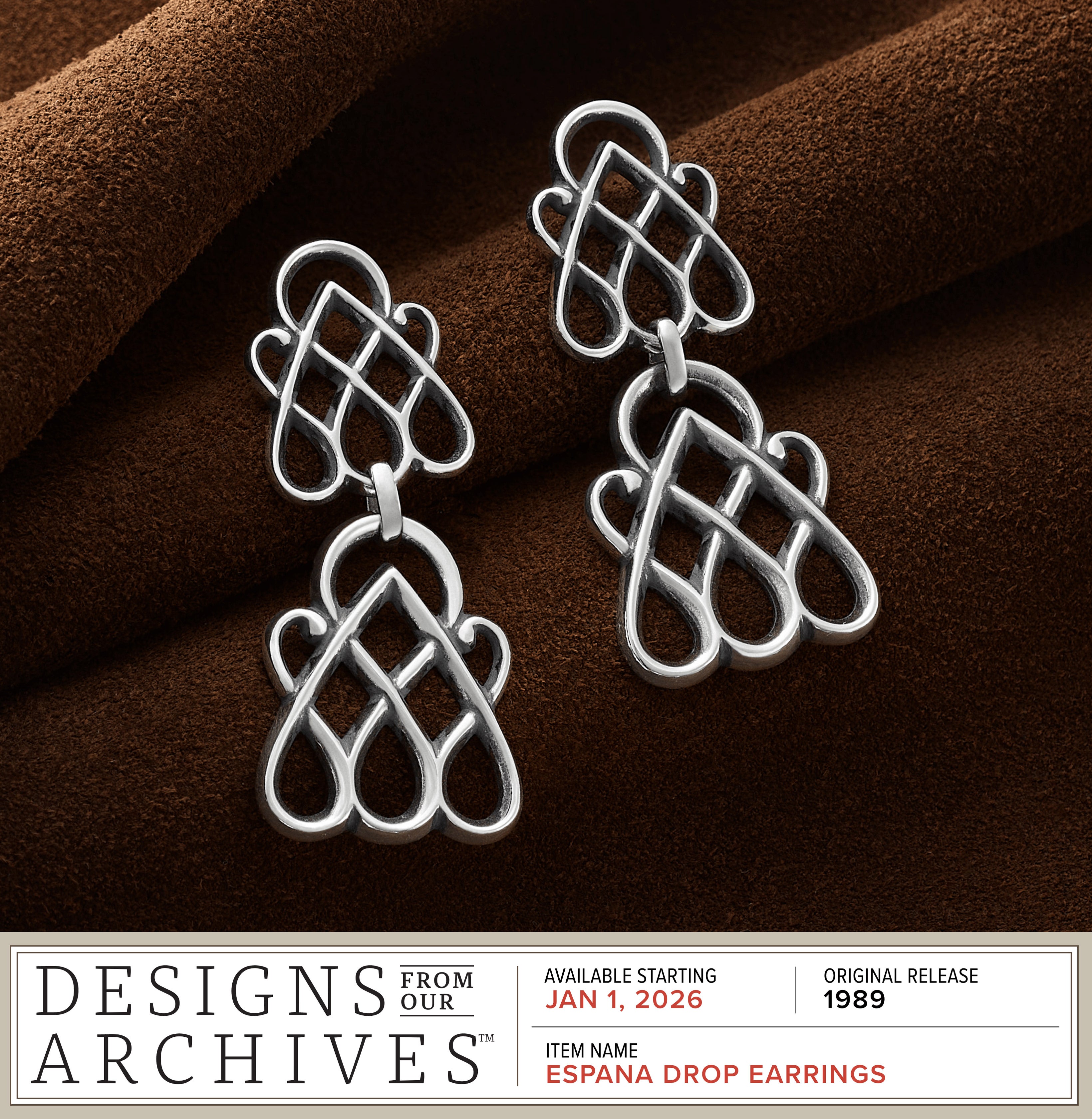 Designs From Our Archives - Available Starting January 1, 2026 - Original Release 1989 - Item Name: ESPANA Drop EARRINGS