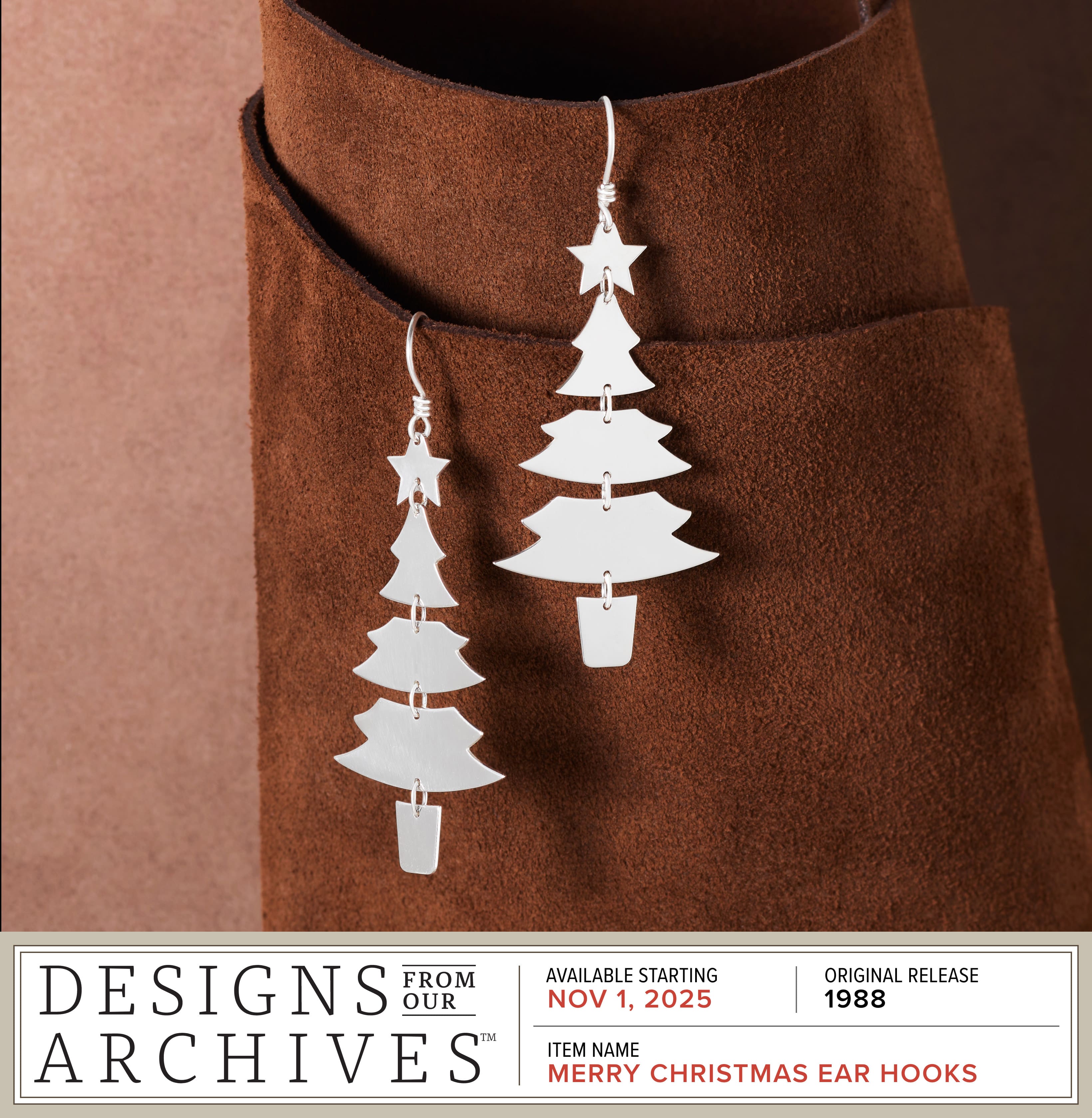 Designs From Our Archives - Available Starting November 1, 2025 - Original Release 1988 - Item Name: MERRY CHRISTMAS EAR HOOKS