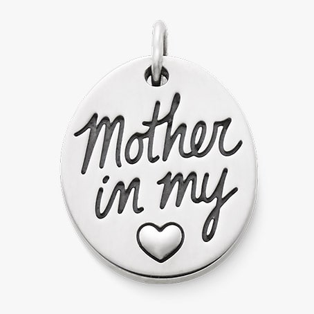 Mother in my heart charm, sterling silver.