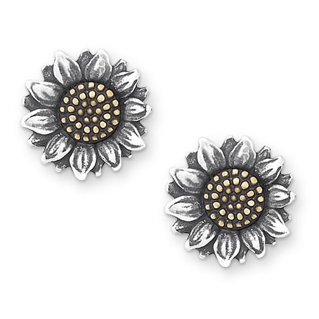 Sterling silver and bronze sunflower studs.