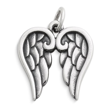 Angel wings charm in sterling silver.