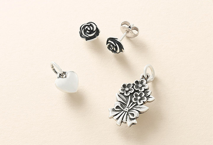 Beautiful flower girl gifts in sterling silver - flowers and hearts