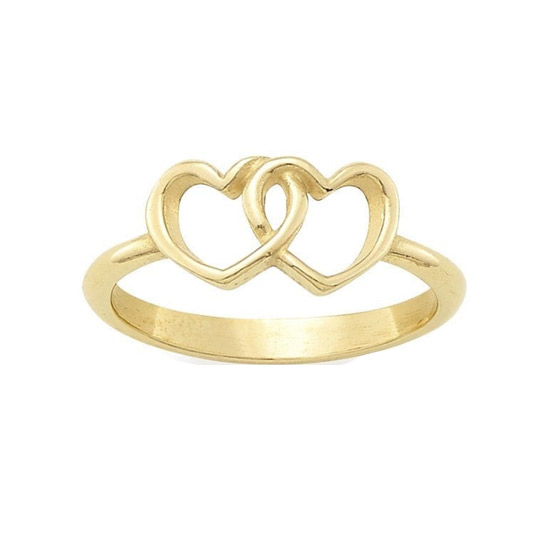 Gold Banded Hearts Ring