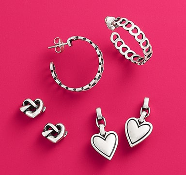 Sterling silver heart earrings and studs from James Avery.
