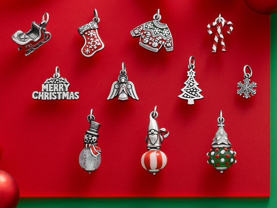 Festive and colorful charms, with snowmen, sweaters and more.