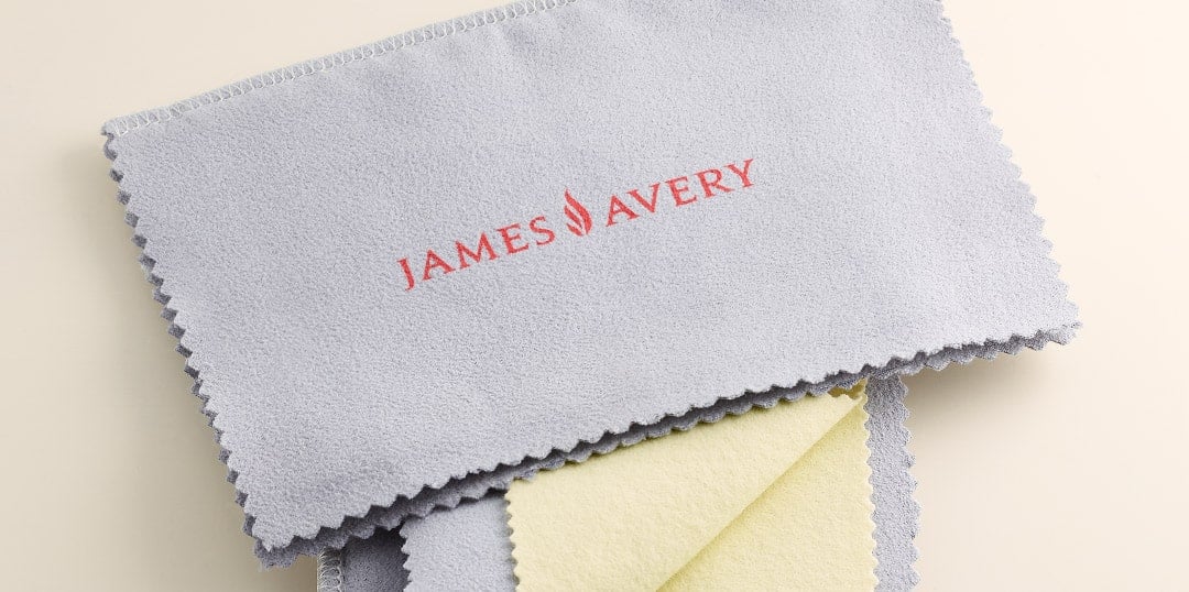 Grey polishing cloth with James Avery logo.